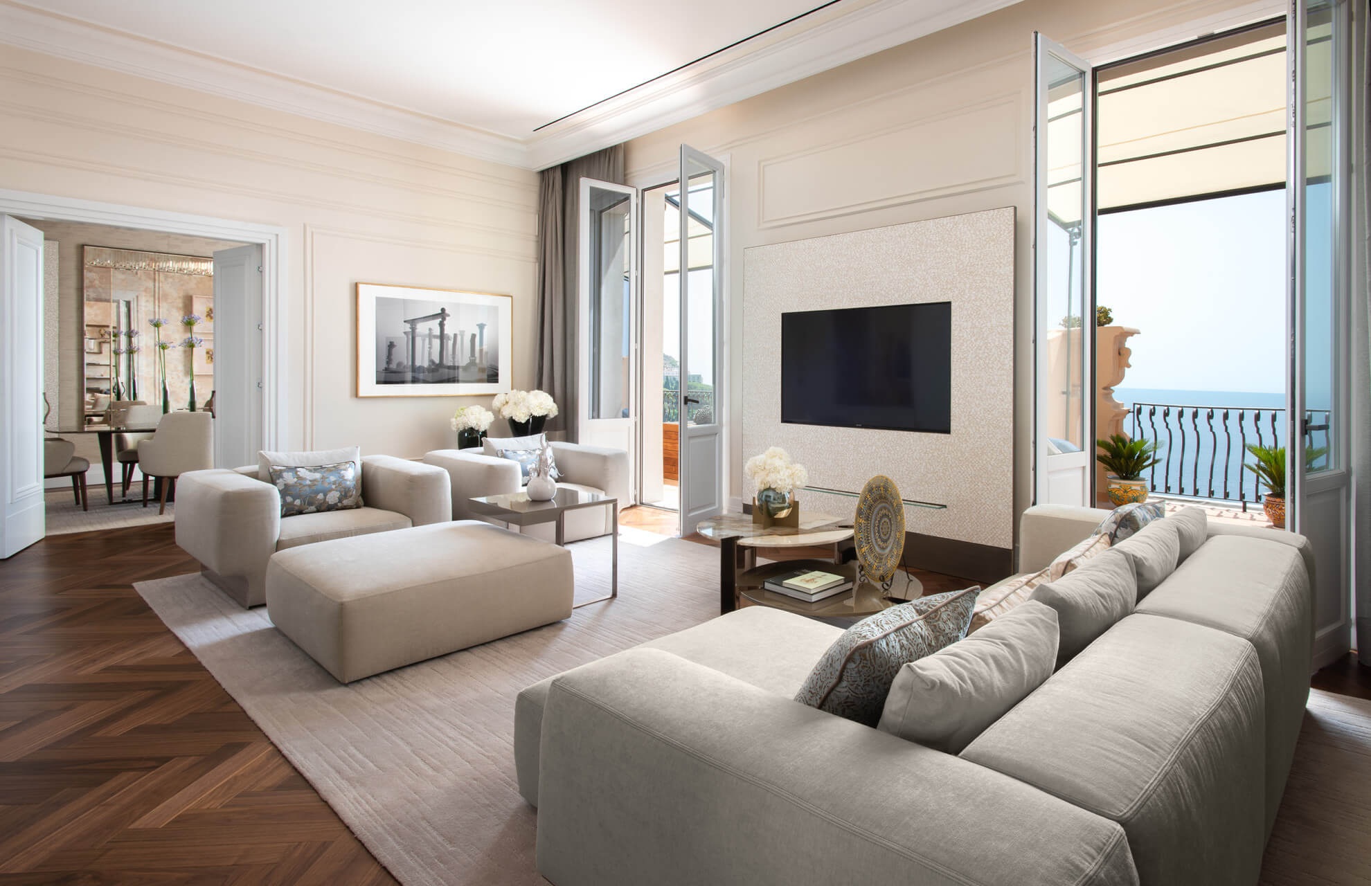 San Domenico Palace – The Royal Suite, Taormina Royal Suite living room at San Domenico Palace Taormina with sea-view terrace