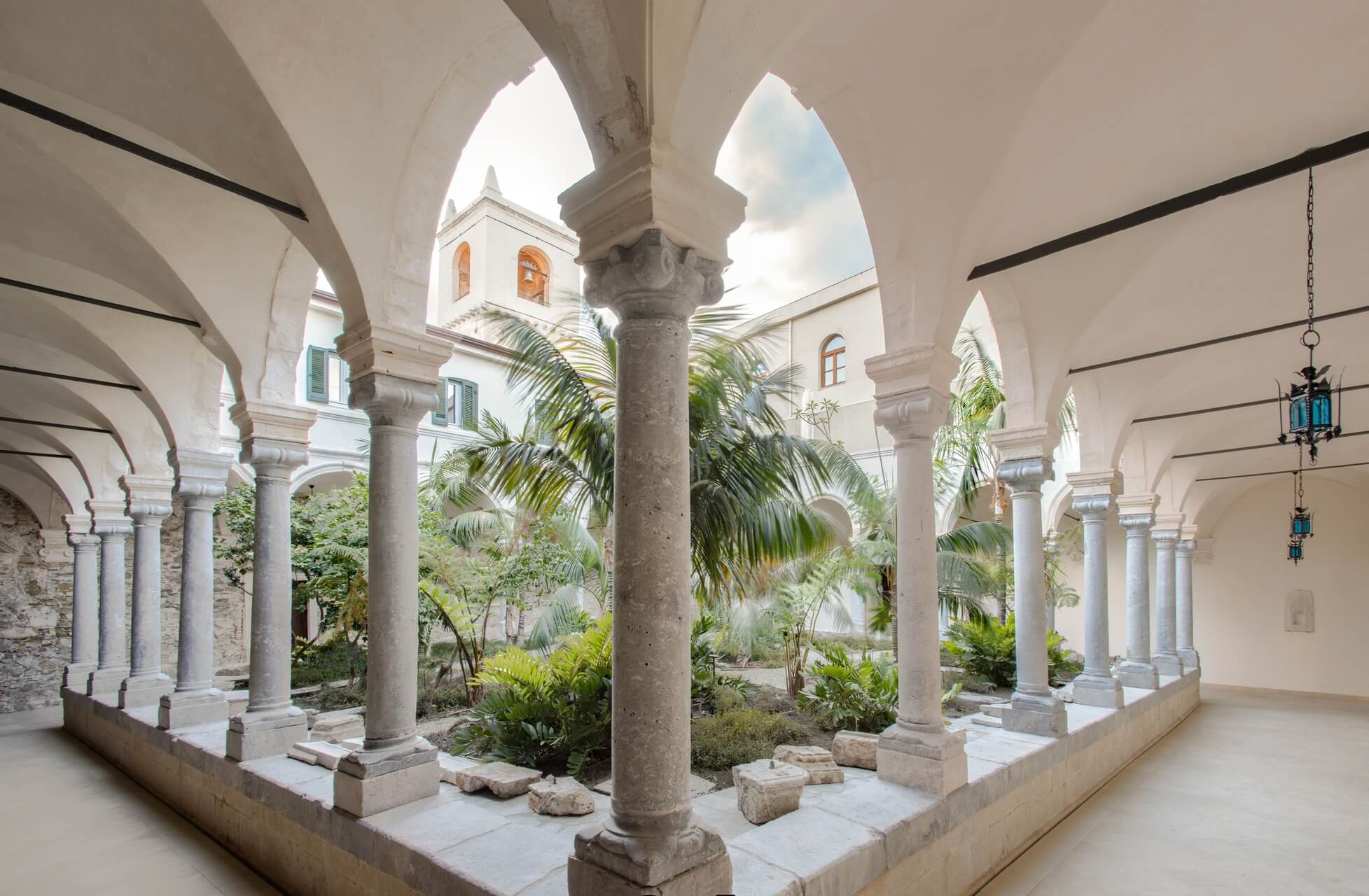 Cloister arcades – the hotel’s monastic heritage at San Domenico Palace Historic cloister and stone arcade at San Domenico Palace Taormina – Four Seasons Sicily