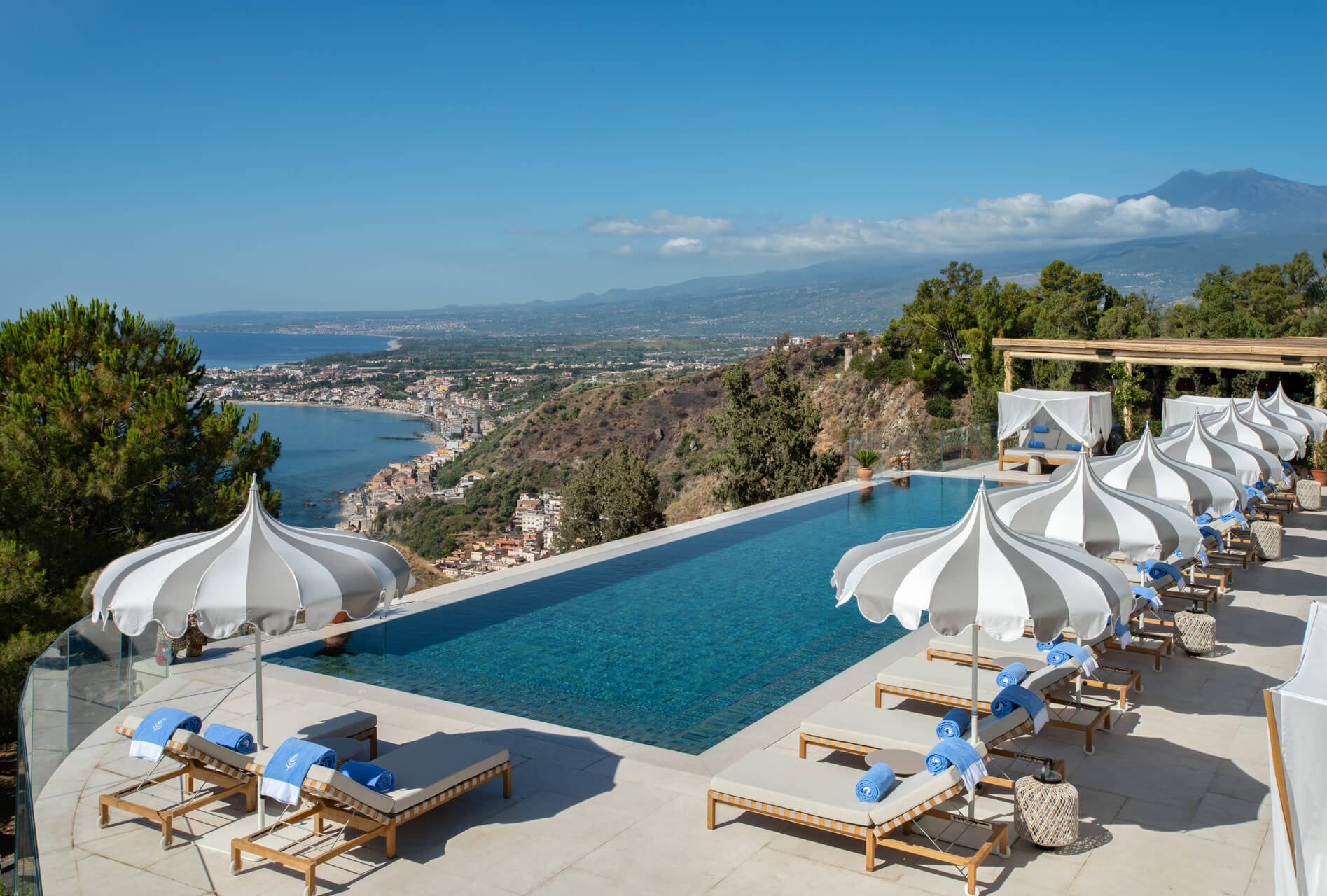 San Domenico Palace, Taormina – Infinity pool with sea view and Mount Etna San Domenico Palace Taormina luxury hotel infinity pool with sea view – Four Seasons Hotel Sicily
