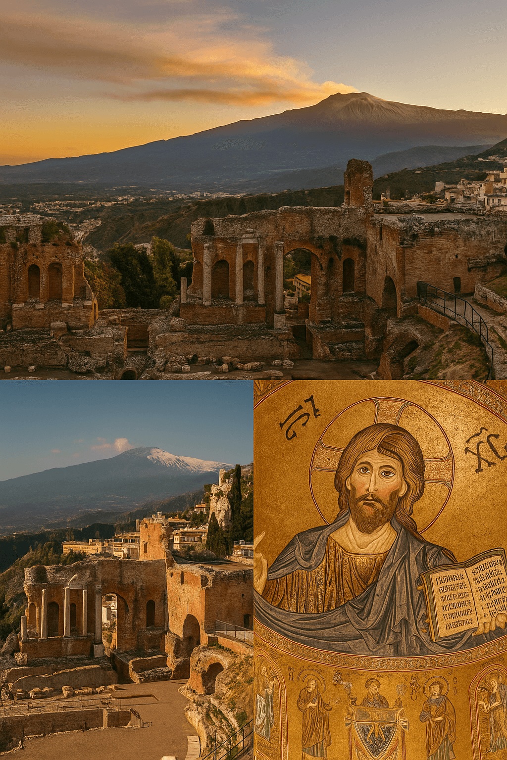 Sicilian Culture – Greek Theatre, Baroque Towns & Mosaics Cultural highlights of Sicily including Taormina’s Greek Theatre, baroque Noto and Monreale mosaics